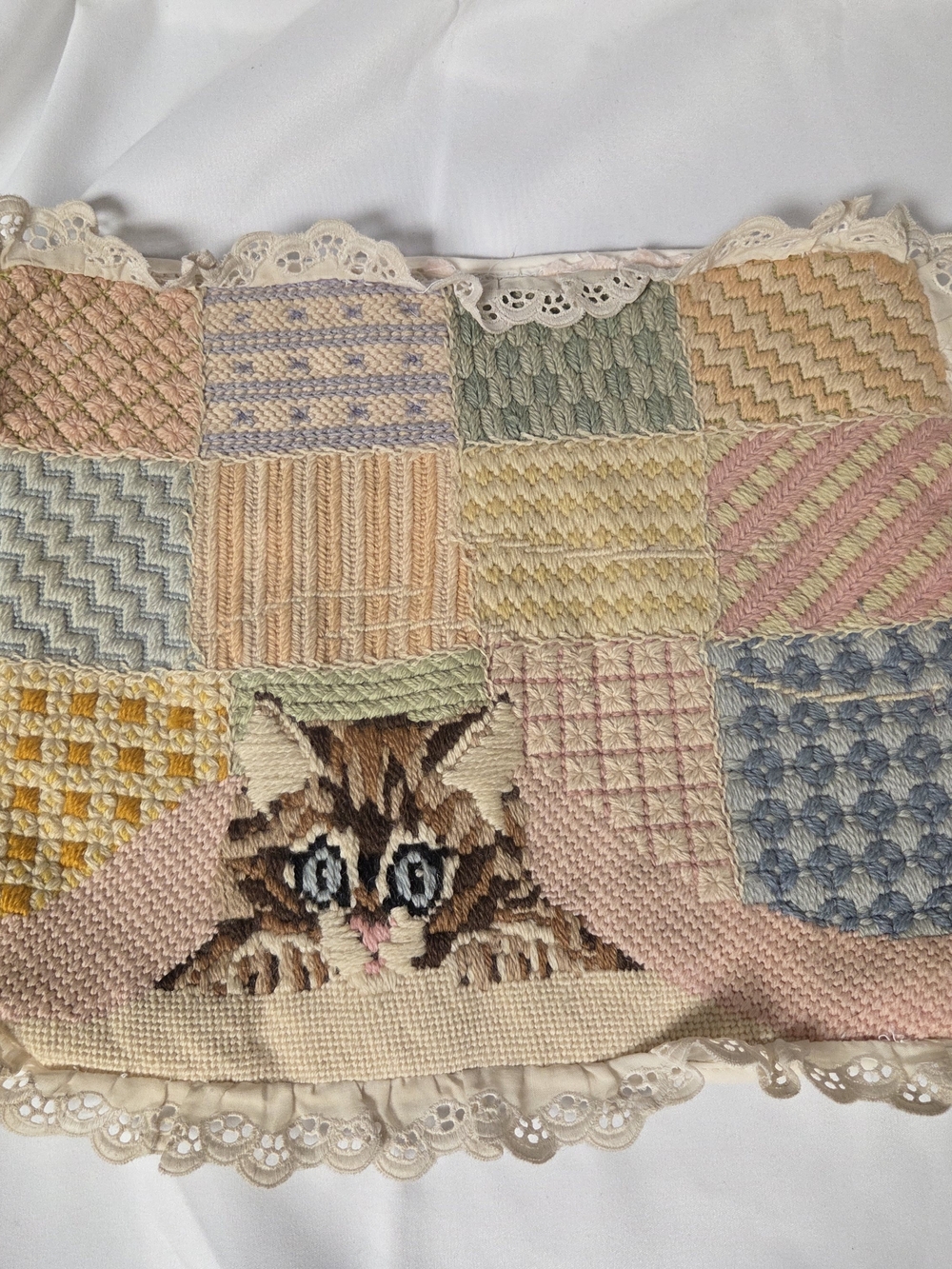 Creative Expressions Needlepoint Peek A Boo Kitten 1981